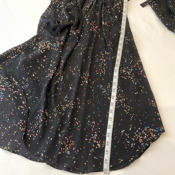 A.L.C. Samantha Deep-V Long-Sleeve Silk Midi Dress Black Speckled Print Size 2 - Picture 14 of 16